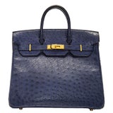 Ostrich handbag Hermès Blue in Ostrich - 27326124