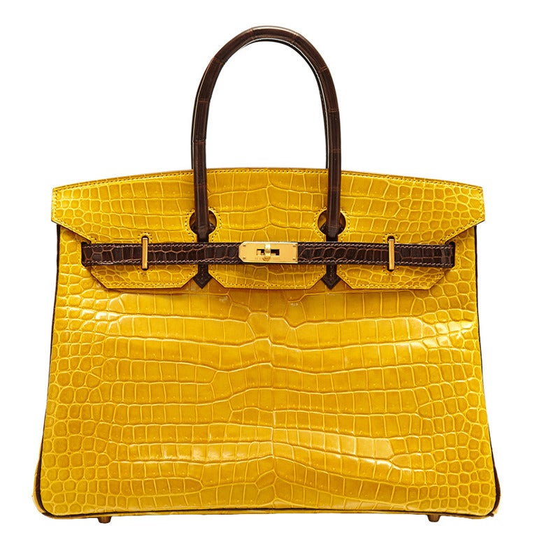Hermès Yellow Limited Edition Crocodile Birkin 35cm at 1stDibs