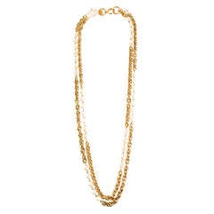 Chanel Vintage Pearl Embellished Long Chain Necklace