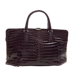 Bottega Veneta Purple Crocodile Handbag 10