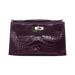 Hermès Amethyst Crocodile Kelly Pochette