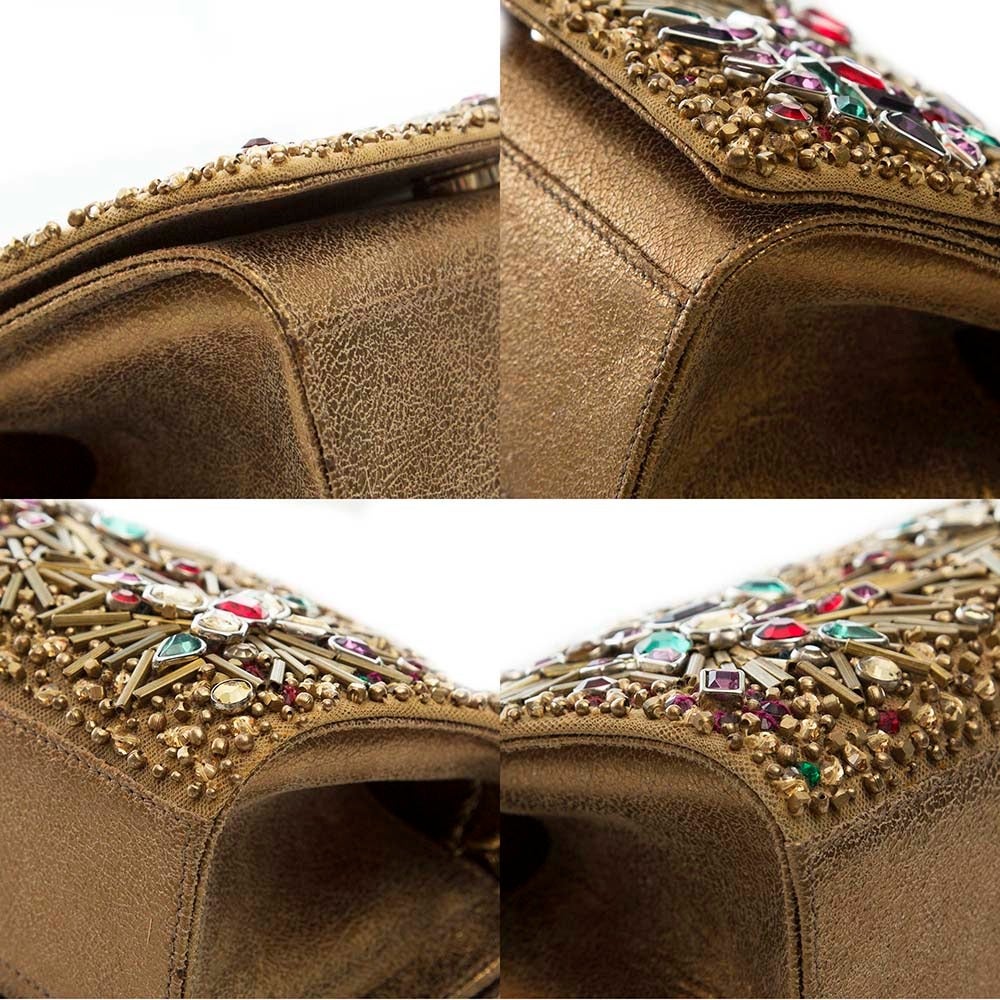 Brown Marchesa Jewel Embellished Box Shoulder Bag