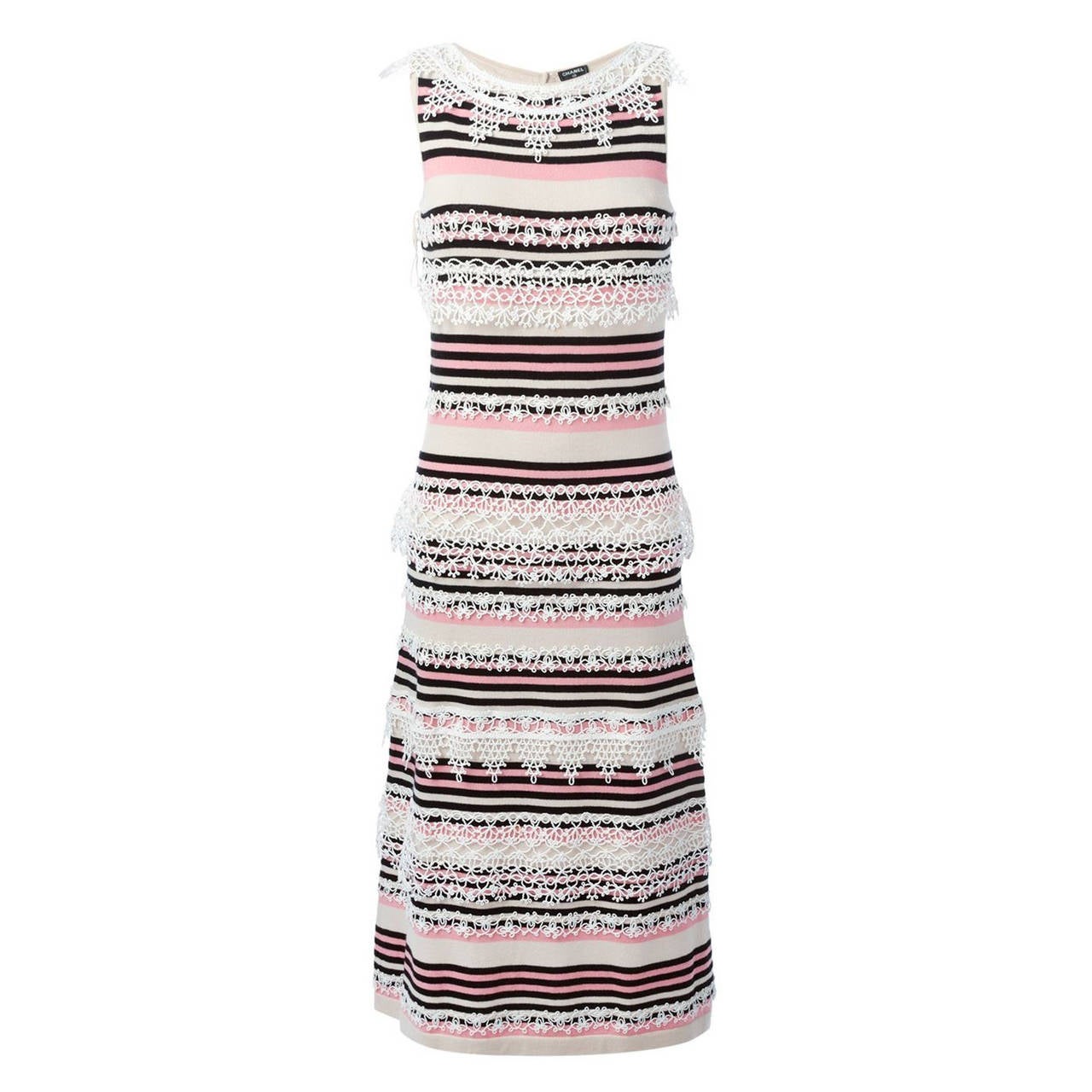 CHANEL STRIPED SLEEVELESS KNIT TOP 263401
