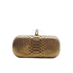Marchesa Silver Snakeskin Clutch with Crystal
