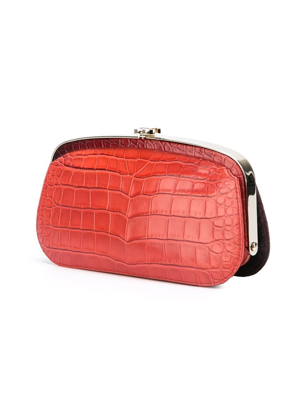Chanel Embossed Crocodile Clutch In Excellent Condition In London, GB