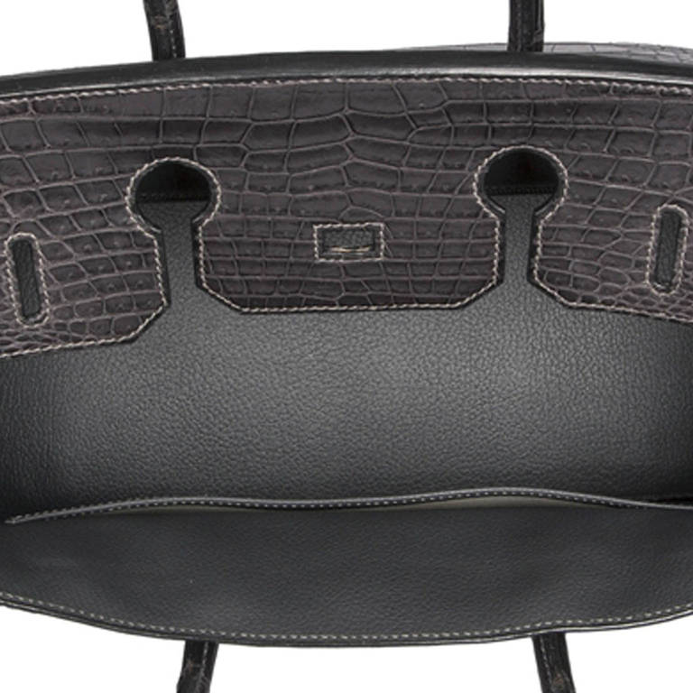 Hermès 35cm Grey Graphite Crocodile Birkin Bag 2