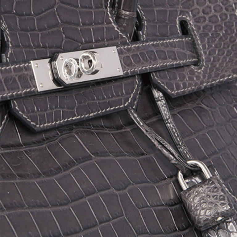 Hermès 35cm Grey Graphite Crocodile Birkin Bag 4