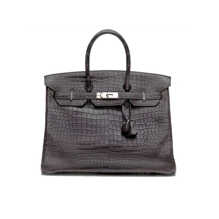 Hermès 35cm Grey Graphite Crocodile Birkin Bag
