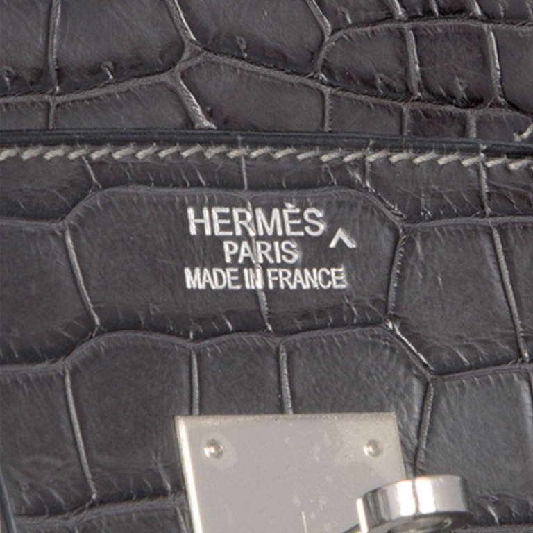 Hermès 35cm Grey Graphite Crocodile Birkin Bag 1