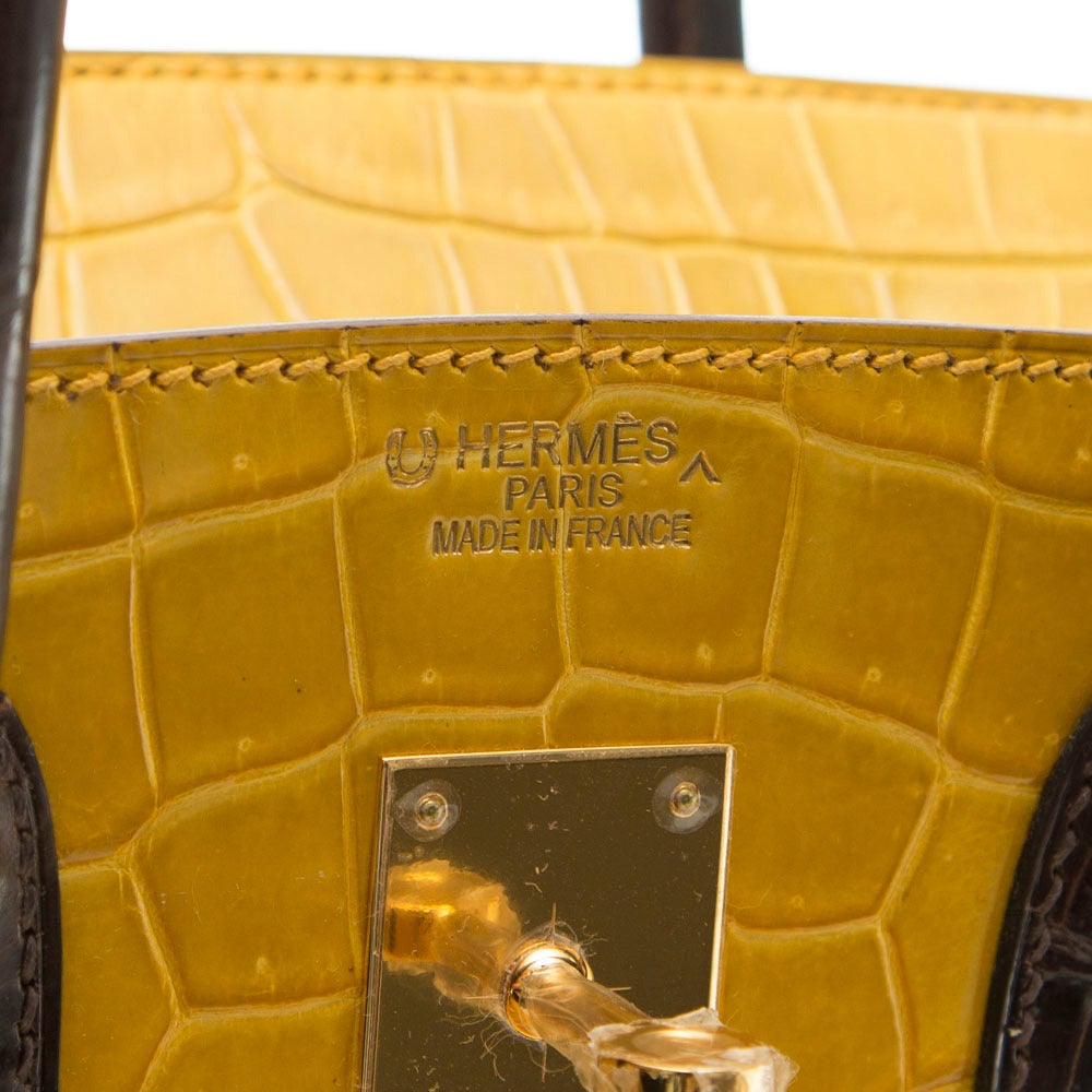 Hermès Yellow Limited Edition Crocodile Birkin 35cm In Excellent Condition In London, GB