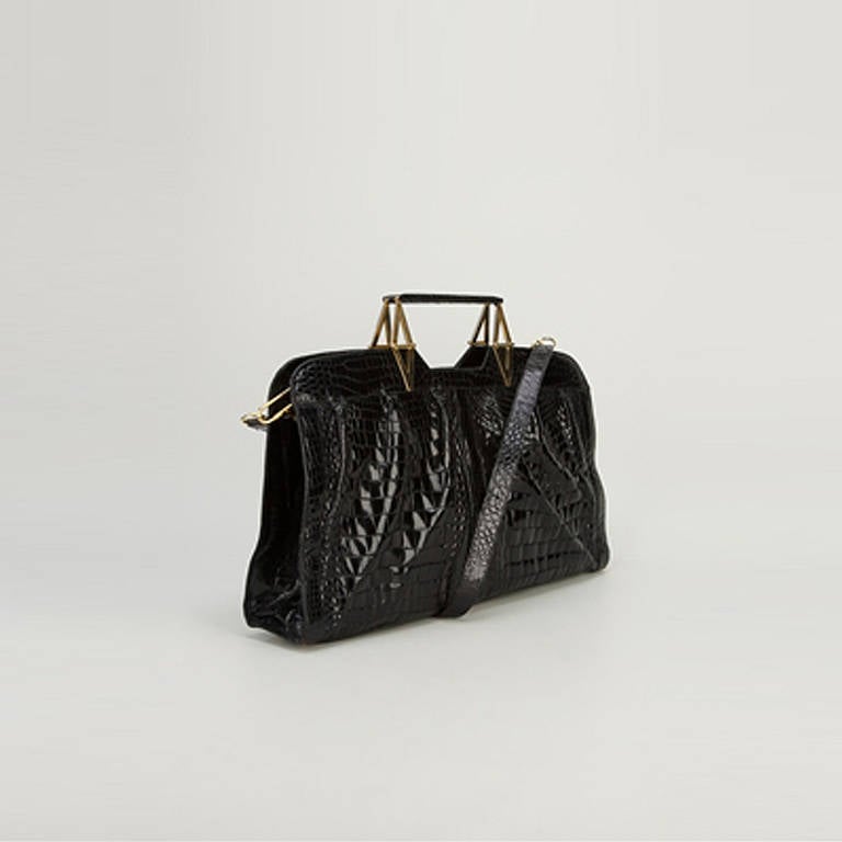 Vintage Crocodile Leather Handbag 1