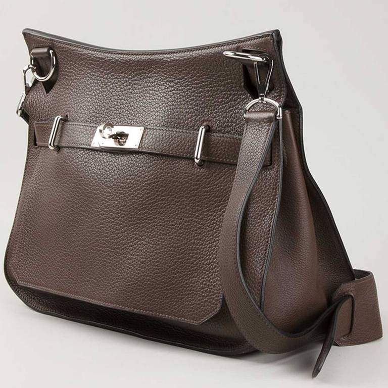 Hermès 35cm Jypsiere Brown Bag. This 35cm Jypsiere is crafted in dark brown togo leather and is accented with the brand’s signature palladium hardware.

Stamp: L (2008)

Measurements: width: 32.5 centimetres, depth: 14 centimetres, height: 30