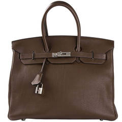 Vintage Hermès 35cm Birkin Chocolate Brown Bag