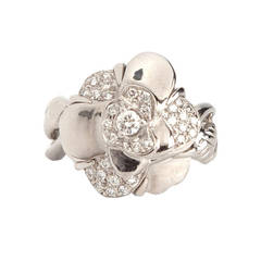 Chanel Vintage 18k White Gold Diamond Cocktail Ring 3