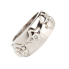 Chanel Vintage Embossed Motif 18K White Gold Ring