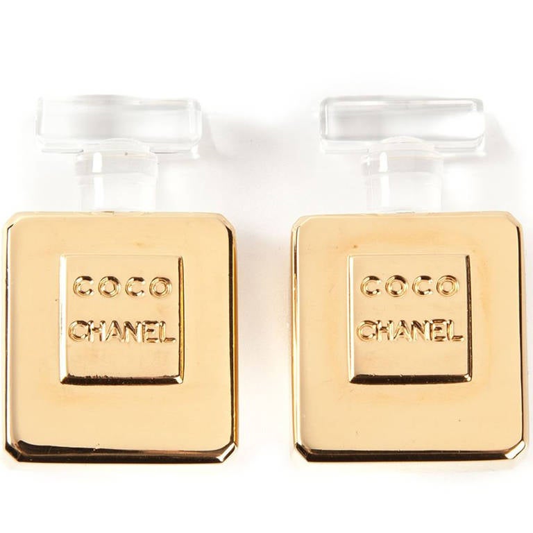 Chanel Vintage Clip On Perfume Bottle Earrings In Excellent Condition In London, GB