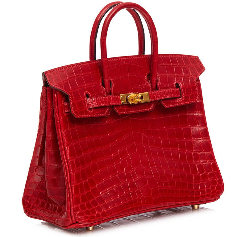 Hermes Birkin 25cm Shiny Crocodile Niloticus Lisse In Excellent Condition In London, GB