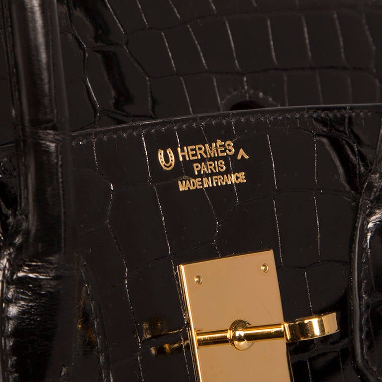 Hermès 35cm Black Crocodile Birkin Bag In Excellent Condition In London, GB