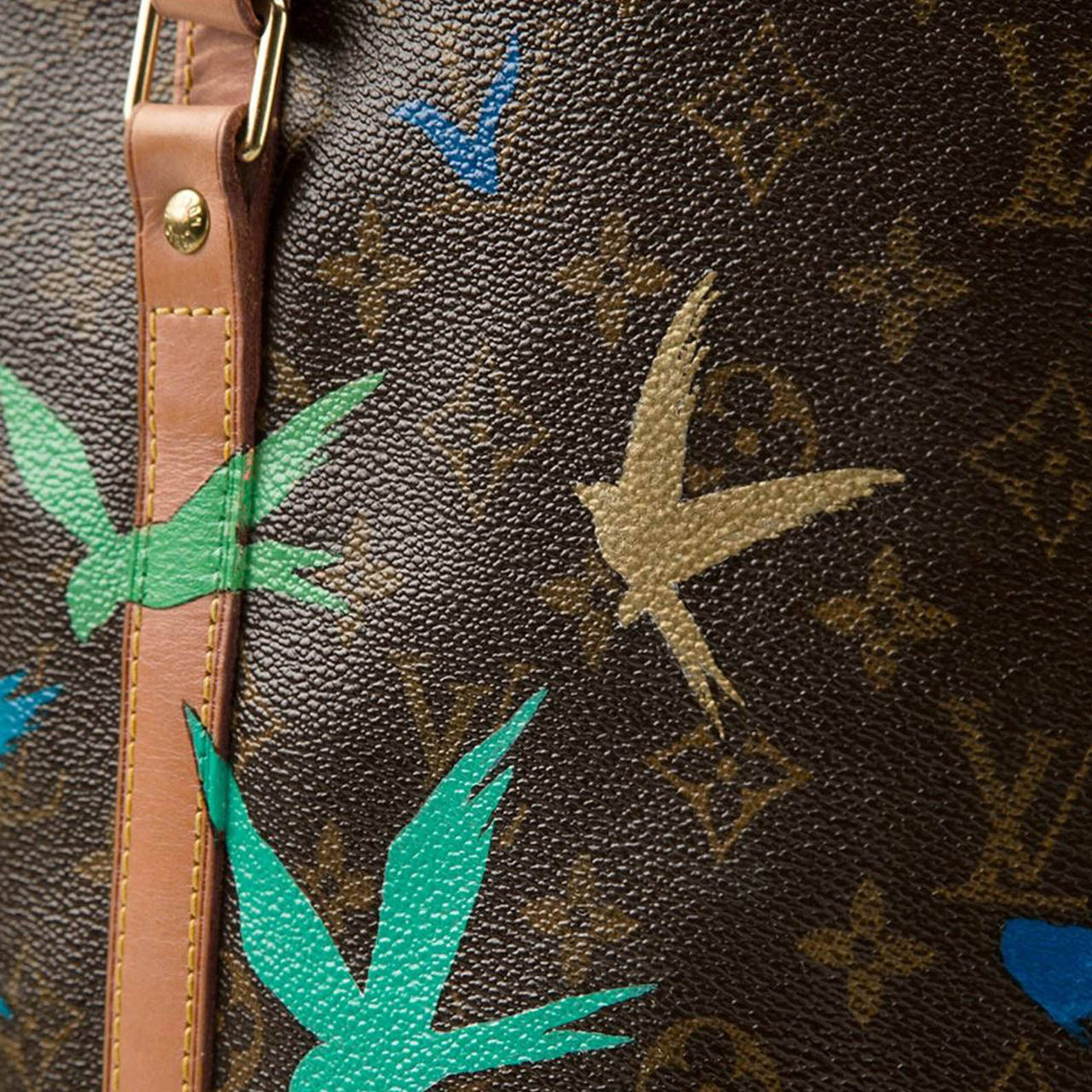 Louis Vuitton Hand Painted Monogram Shopper Bag For Sale at 1stdibs
