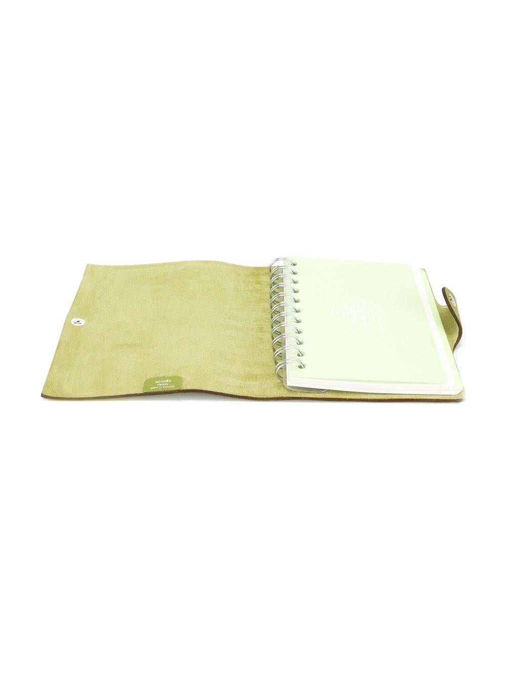 Green Hermes Leather Cover Notebook