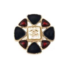 Chanel Vintage Logo Cabochon Cocktail Ring