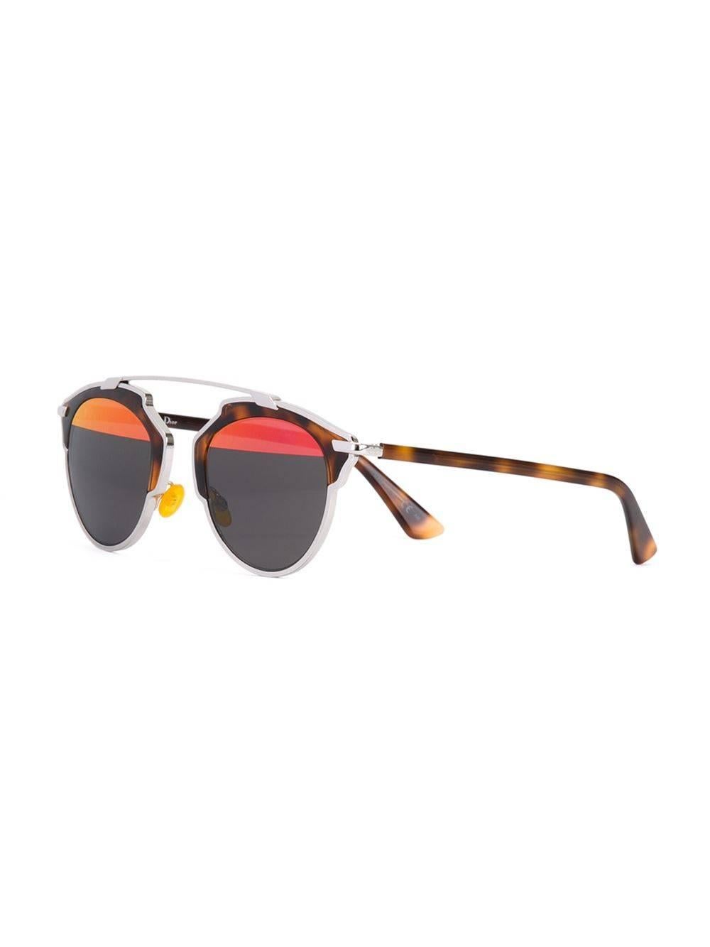 Tortoiseshell and silver-tone top bar sunglasses featuring mirrored lenses, a thin top bar and straight arms with angled tips. This item comes with a protective case.

Colour: Multi

Material: Acetate 100% Metal (Other) 100%

Measurements: