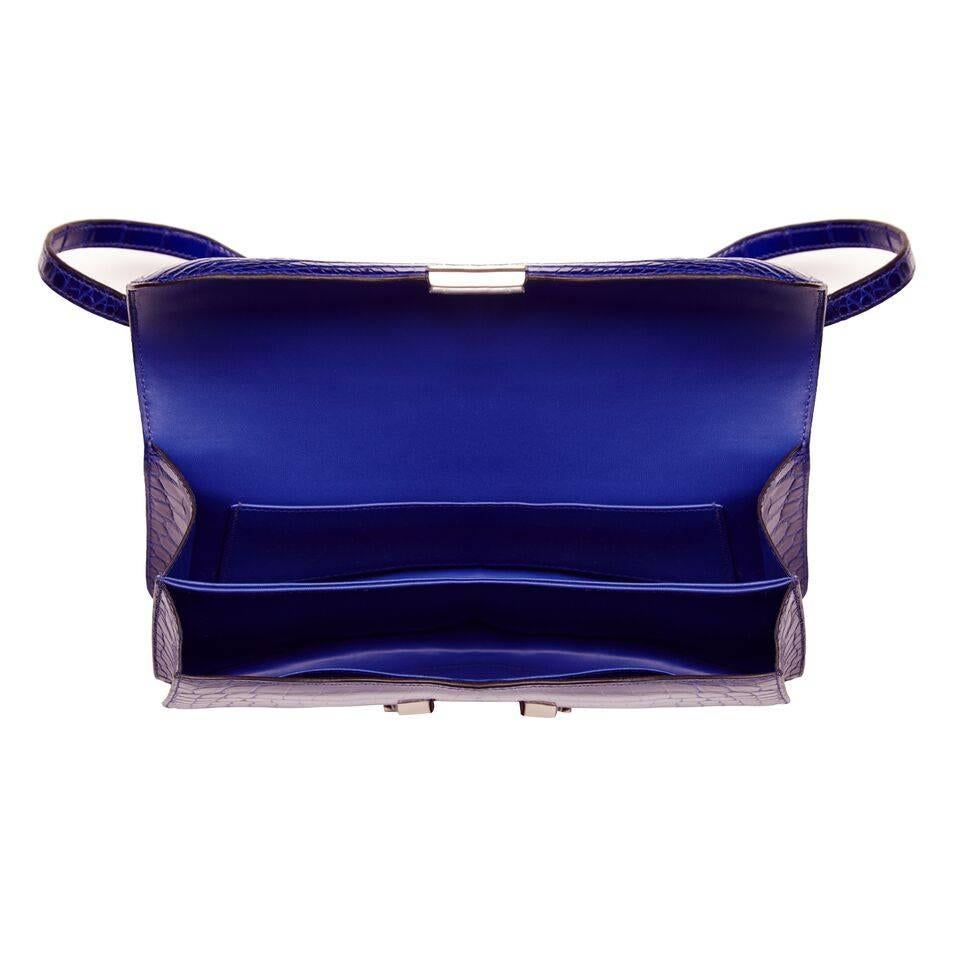 Women's Hermes Electric Blue Alligator Constance Clutch Wallet 24cm