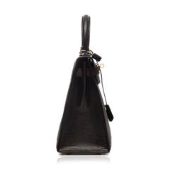 Hermes Black Lizard Skin Kelly 28cm