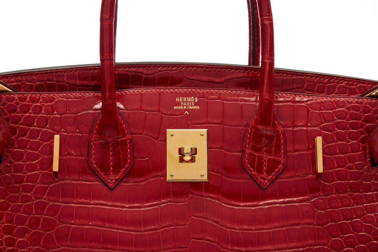 Hermes Vermillion Red Crocodile Birkin 30cm For Sale at 1stdibs  