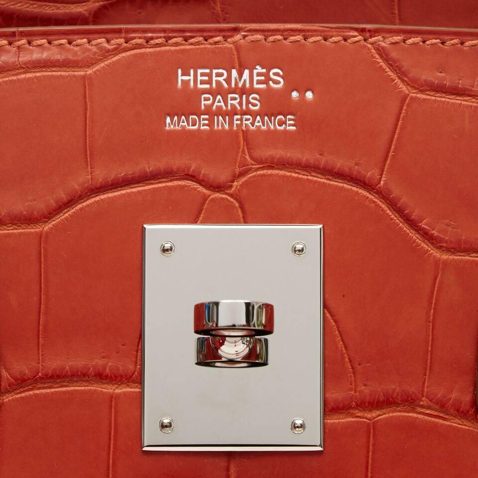 Hermes Orange Crocodile Birkin 35cm For Sale at 1stdibs