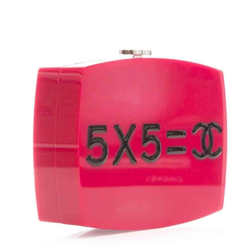 The standout pink bag features a simple math equation 
