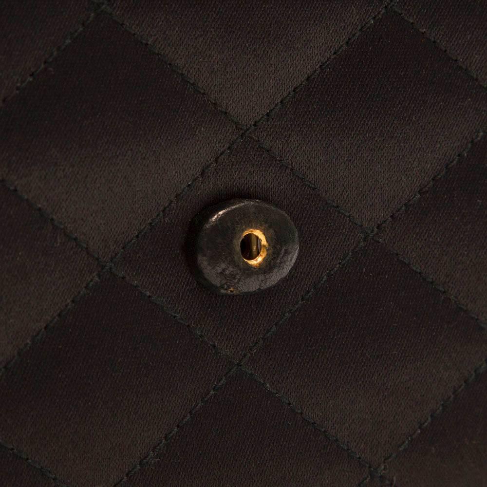 Chanel Vintage Black Quilted Satin Gripoix Bag 3
