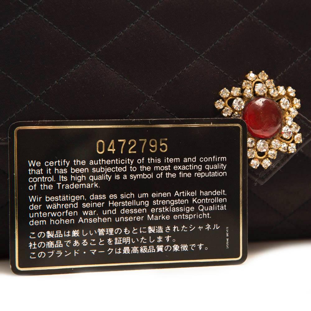 Chanel Vintage Black Quilted Satin Gripoix Bag 4