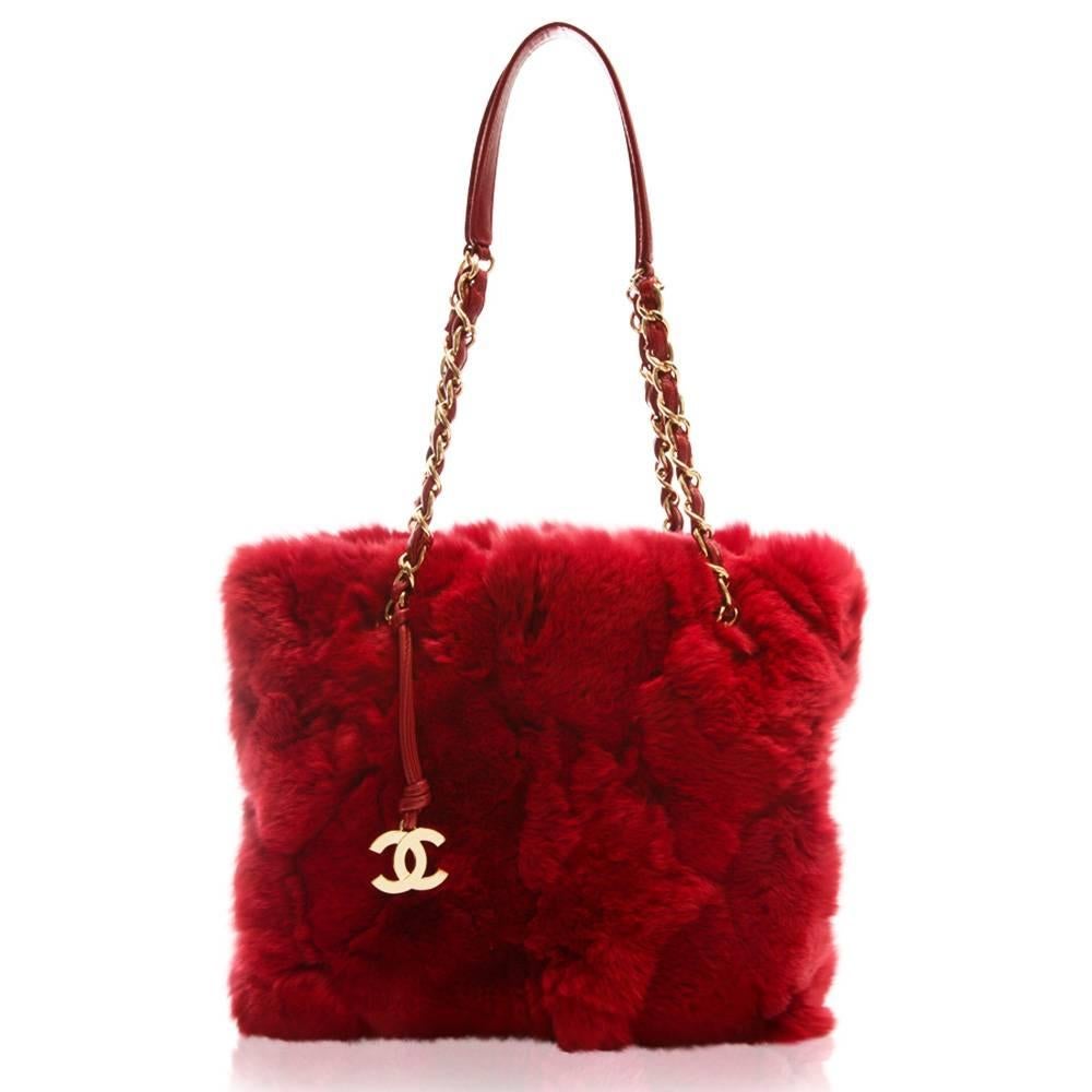 Chanel Magenta Rabbit Fur Handbag 1