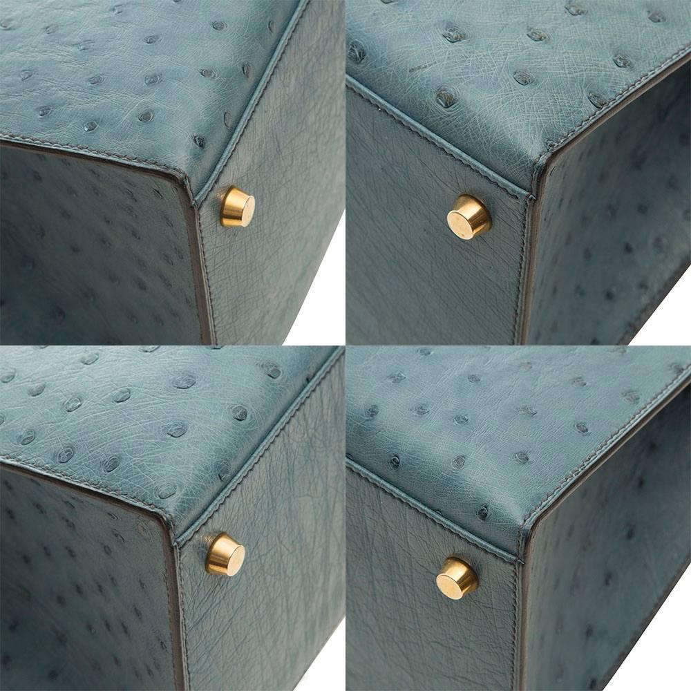 Hermes 35cm Blue Jean Ostrich Kelly Bag For Sale at 1stdibs  