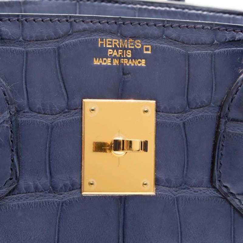 Hermes Alligator  Brighton Blue 35cm Birkin Bag 3
