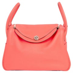 Hermès 2007, korallenrosa, Clemence-Leder, 34 cm, Lindy Damenhandtasche