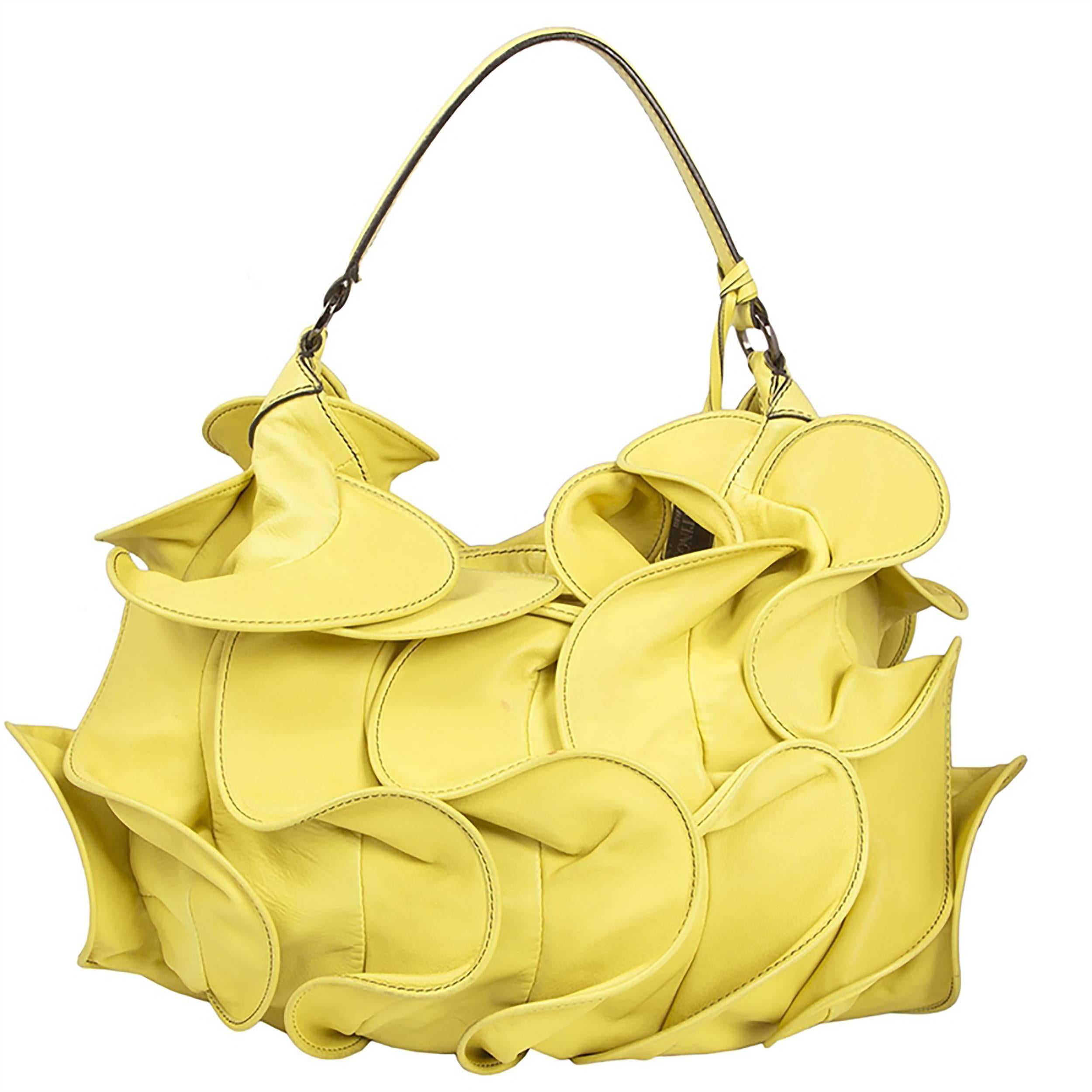 ruffled leather handbag