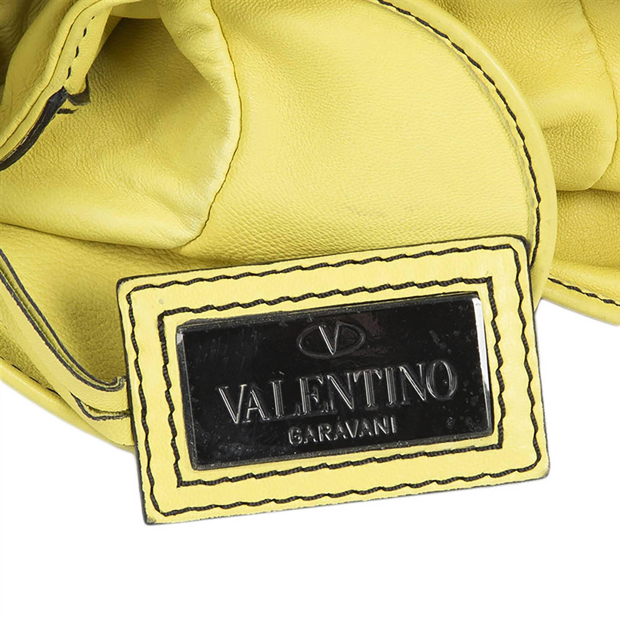 Women's Valentino Ruffled Yellow Leather Handbag