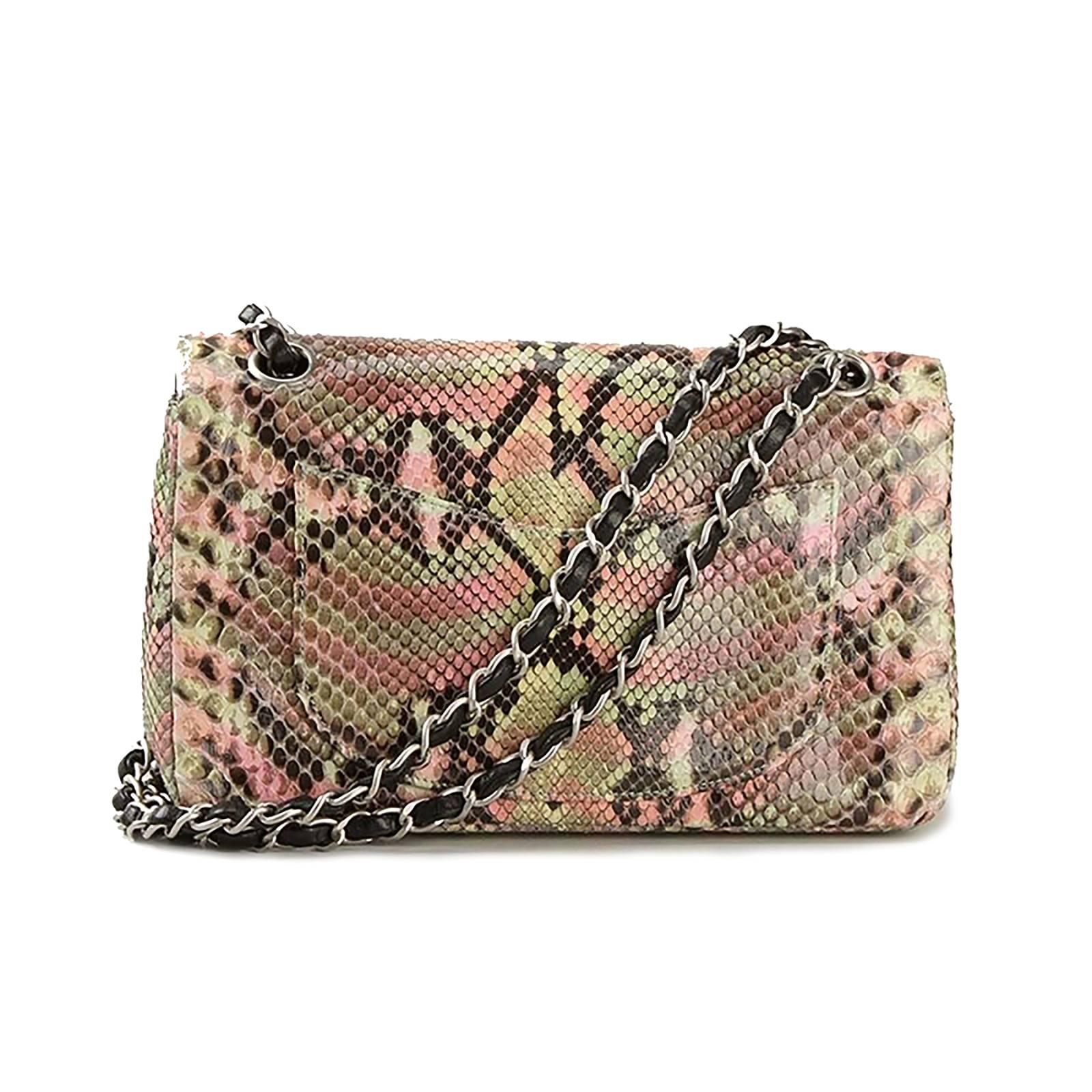 Brown Chanel Python 2.55 Handbag