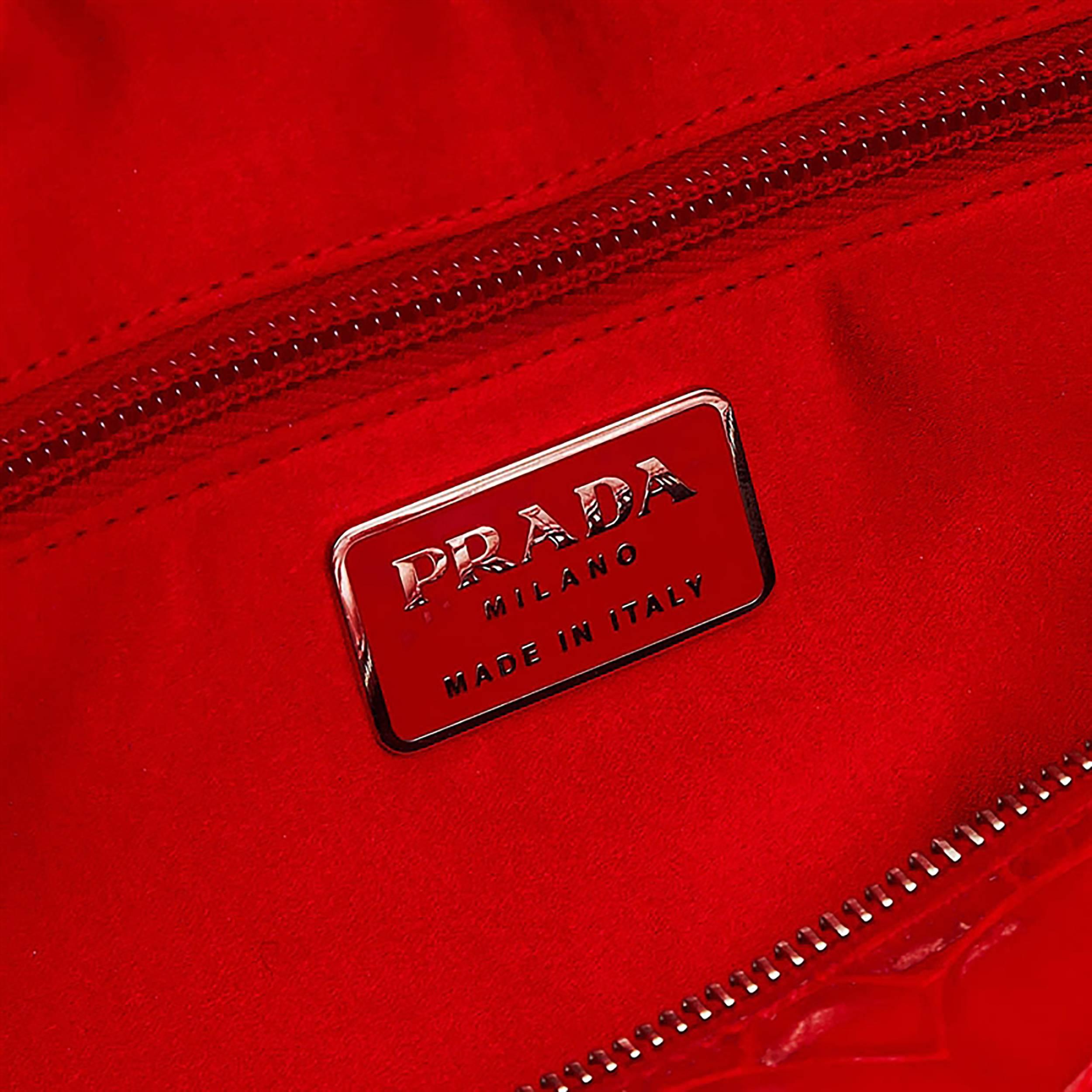 Prada Vintage Red Leather Barrel Bag 1