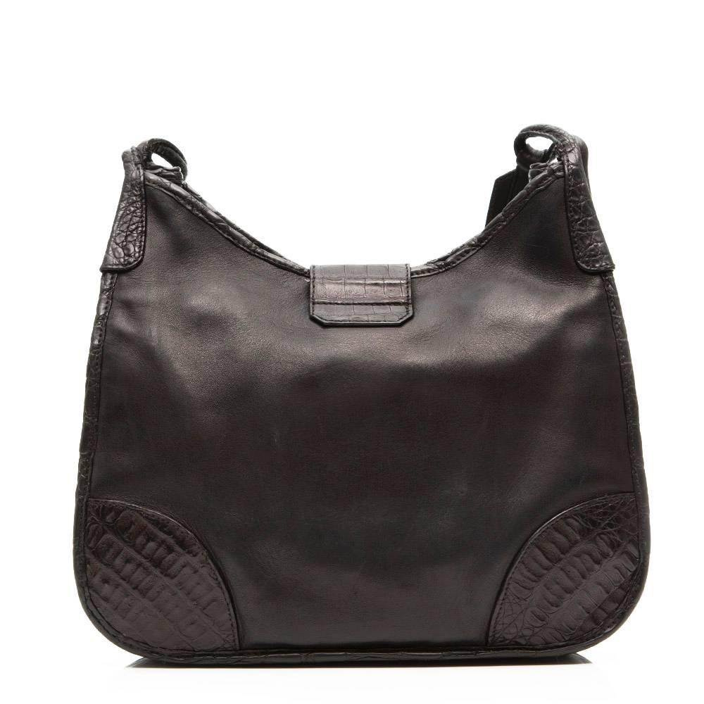 Black Prada Leather and Exotic Skin Cross-Body Bag