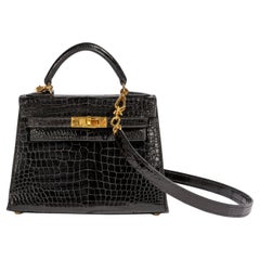Hermès Vintage Mini Kelly 20 Sellier Shiny Black GHW