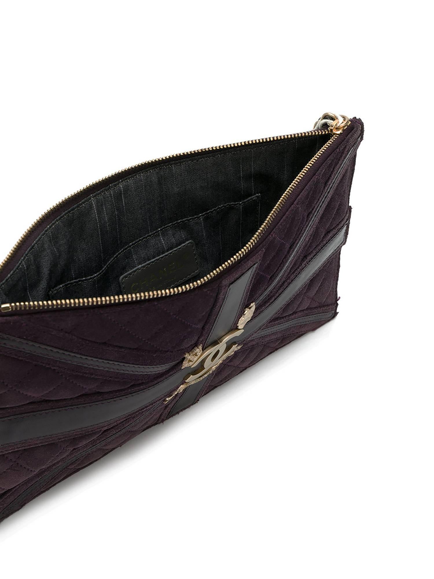 Black Chanel Purple Suede Union Jack Bag
