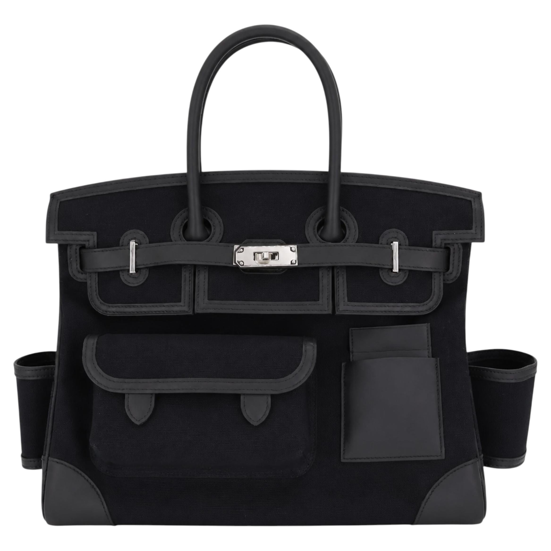 Hermès Birkin 35 Cargo Noir Toile Goéland and Swift PHW