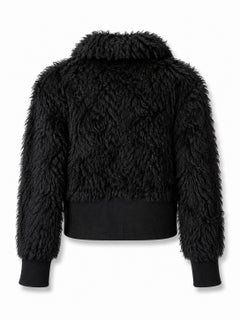 Giacca corta Teddy nera di Prada