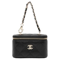 Chanel Quilted Caviar Mini Vanity Bag Charm in black