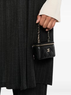 Chanel Quilted Caviar Mini Vanity Bag Charm in black