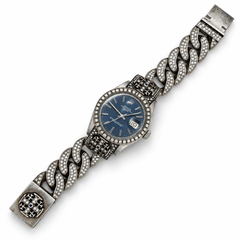 Orologio Rolex x Loree Rodkin personalizzato con diamanti incastonati, acciaio inossidabile, 1990