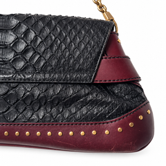 Gucci Vintage Tom Ford 2003 Black Python Horsebit Shoulder Bag Unisex